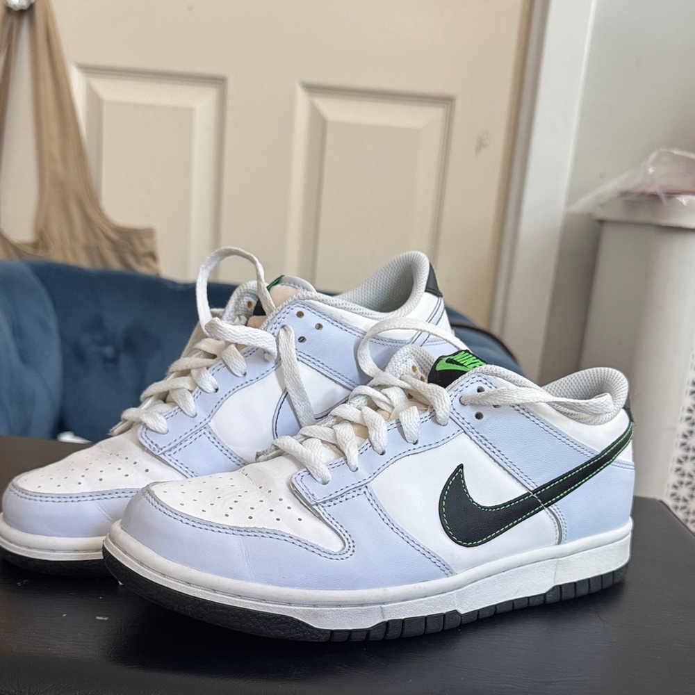Youth’s White and Baby blue Low-Top Nike dunklow Sneakers